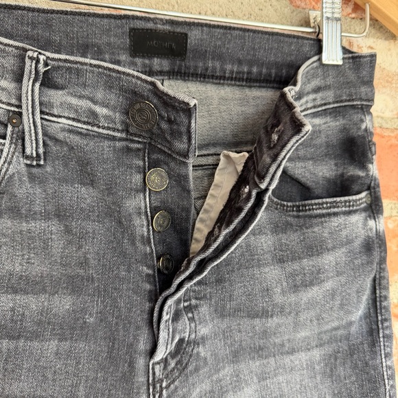 MOTHER The Stunner Ankle Fray 26 Black Button Fly Raw Hem - Picture 7 of 13